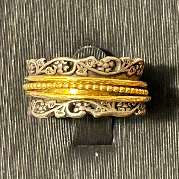 PZ Israel Sterling Silver Floral Spinner Ring Band - Picture 8 of 10